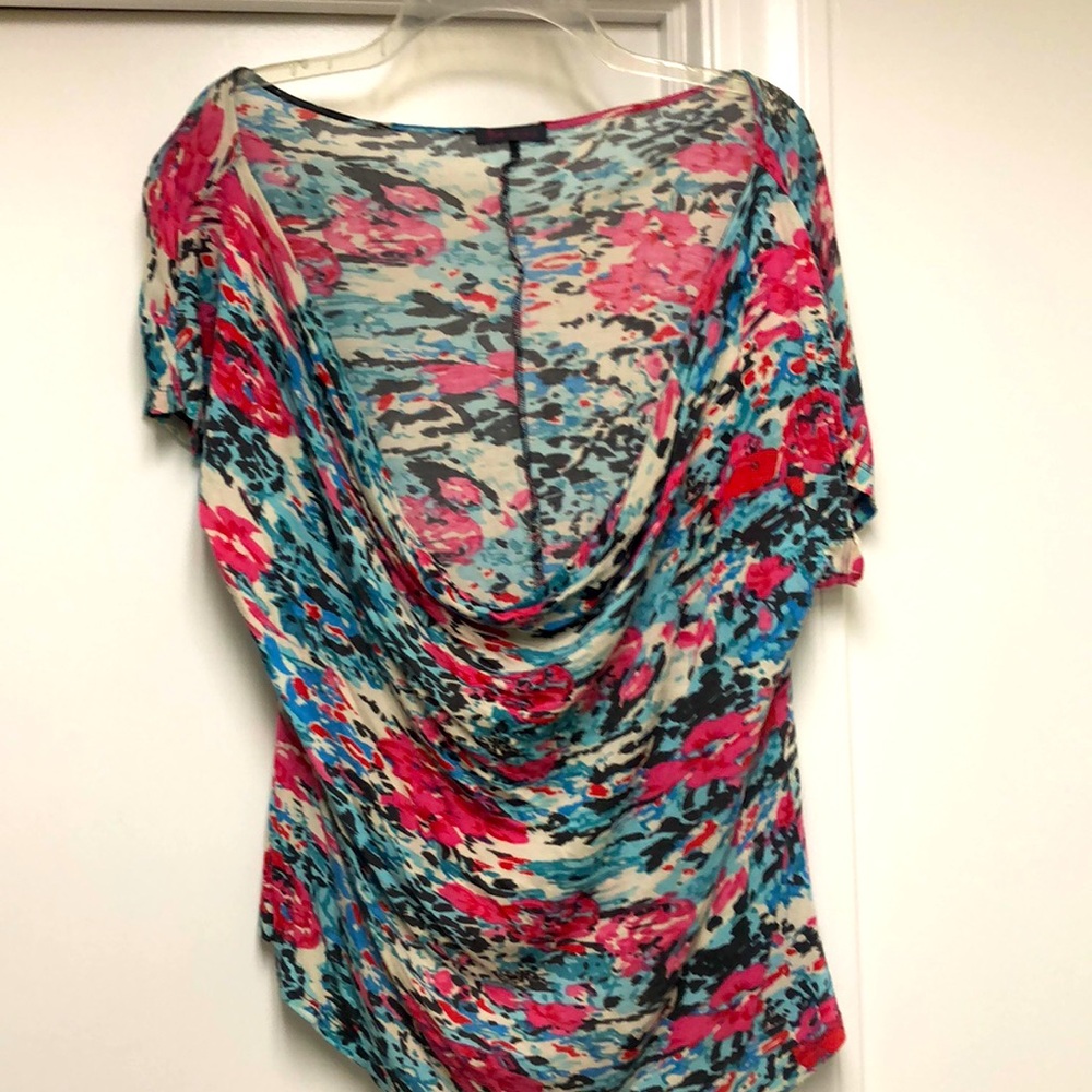 Fire cotton blend, stretchy, low-cut, floral, print, great over cami, some wear
